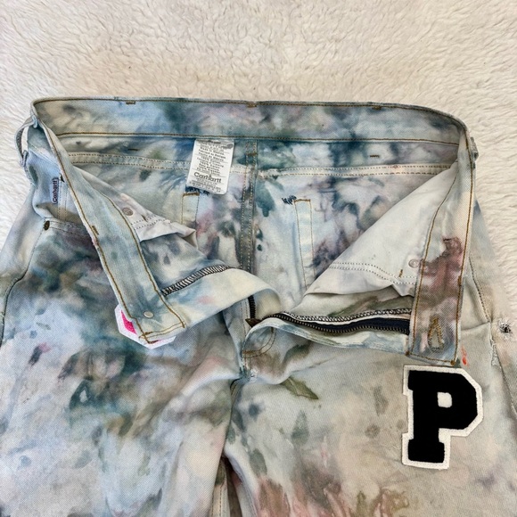 Carhartt Tie Dye w/ Patches Multicolor Men’s Straight leg Semi Distressed Jeans - Picture 4 of 16